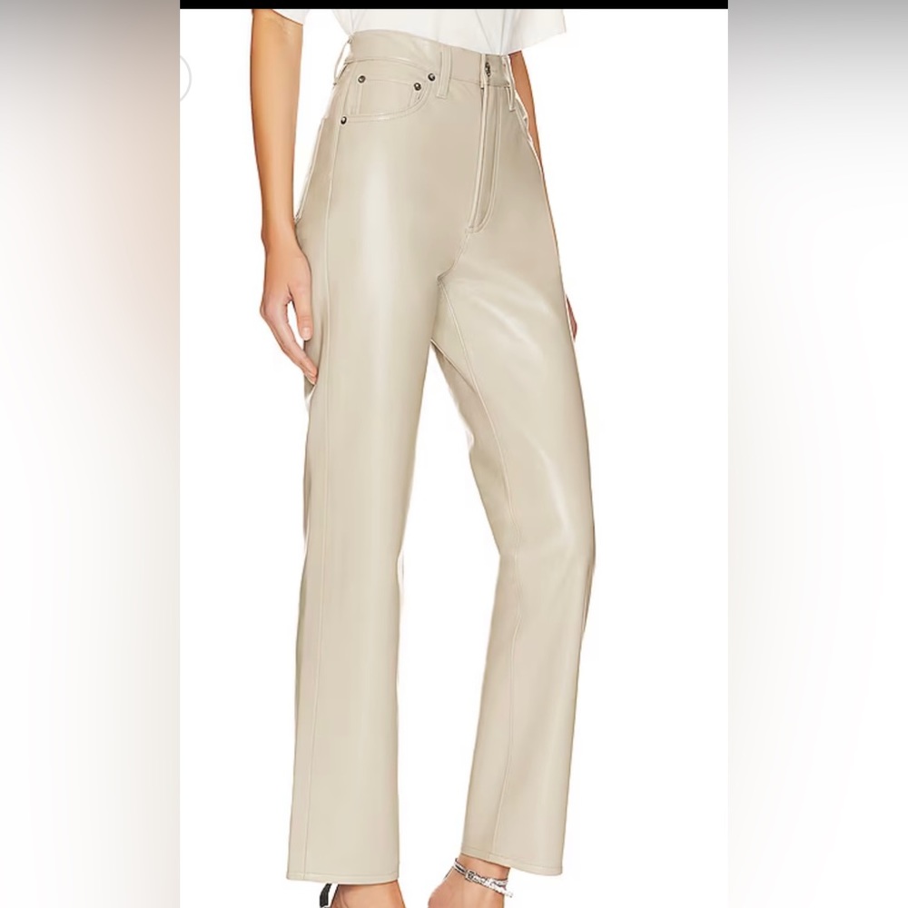 Agolde recycled leather 90s pinch waist in taupe